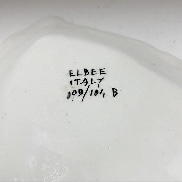 Vintage Mid-20th Century Italian Leaf Shape Pottery Dish Floral Signed - Picture 5 of 5